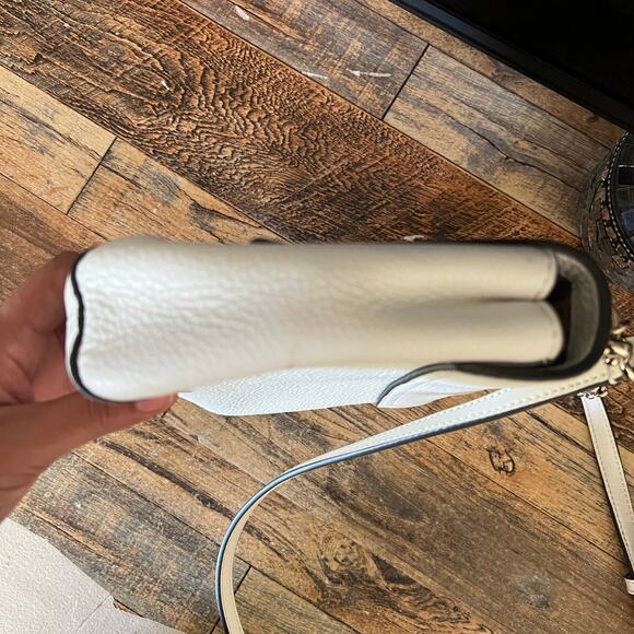 Kate Spade New York White Pebbled Leather Chain Crossbody Shoulder Bag - Picture 16 of 16